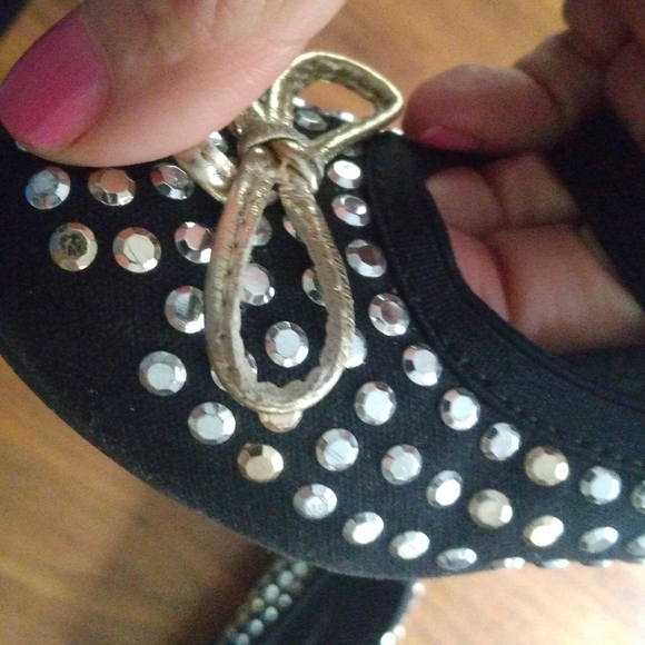 Stuart Weitzman Fannie Tara Strap Ballet Flats w/gold bows&metallic studs sz12 - Picture 7 of 8